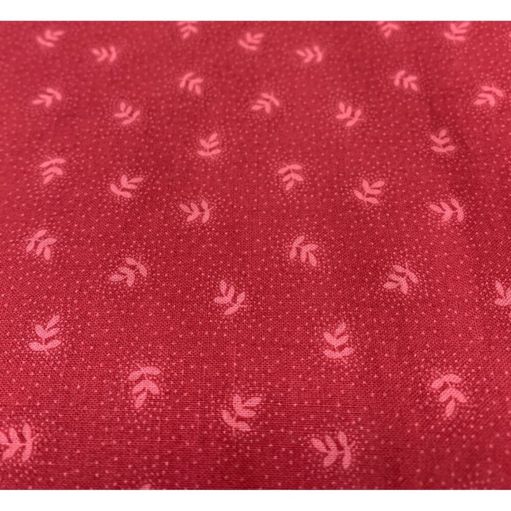 Red Cotton Fabric with Leaf Pattern 27" X 42" For Crafting & Sewing Projects